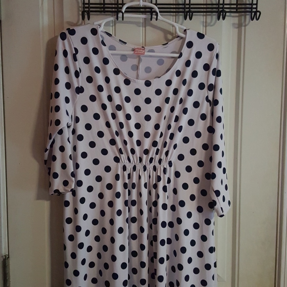 White Maxi Dress with Black Polkadots